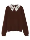 Fabiana Filippi Lace-collar Sweater In Brown