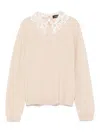 Fabiana Filippi Lace-collar Sweater In Neutral