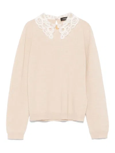 Fabiana Filippi Lace-collar Sweater In Neutral