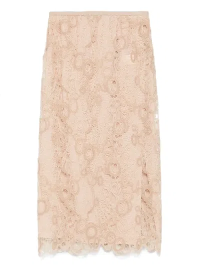 Fabiana Filippi Lace-embellished Skirt In Neutral