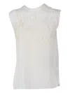 Fabiana Filippi Silk Crepe Top With Macrame Lace Detail In White