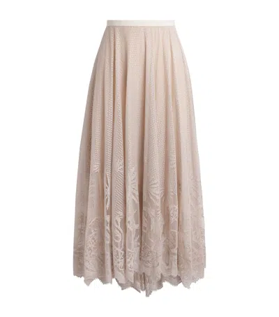 Fabiana Filippi Lace Jacquard Maxi Skirt In Beige