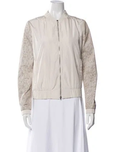 Pre-owned Fabiana Filippi Lace Pattern Bomber Jacket In Neutral