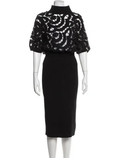 Pre-owned Fabiana Filippi Lace Pattern Knee-length Dress In Black