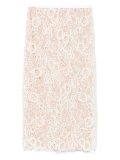 Fabiana Filippi Lace Scalloped-hem Skirt In Nude