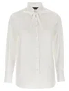 Fabiana Filippi Cotton Poplin Shirt With Knotted Lace Collar In White
