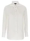 Fabiana Filippi Cotton Poplin Shirt With Knotted Lace Collar In White