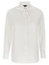 Fabiana Filippi Cotton Poplin Shirt With Knotted Lace Collar In White