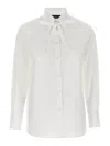 Fabiana Filippi Cotton Poplin Shirt With Knotted Lace Collar In White