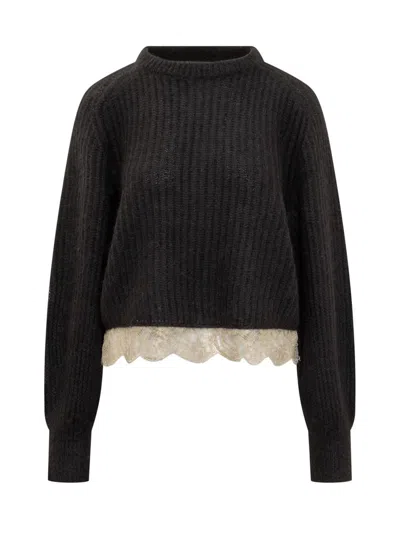 Fabiana Filippi Crew Neck Sweater In Black