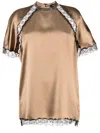 Fabiana Filippi Lace-trim Satin Blouse In Brown