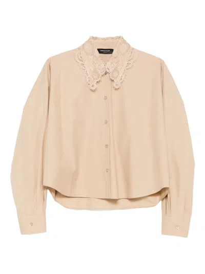 Fabiana Filippi Lace-trimmed Button-down Shirt In Neutral