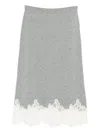 Fabiana Filippi Virgin Wool Lace Trim Midi Skirt In Gray