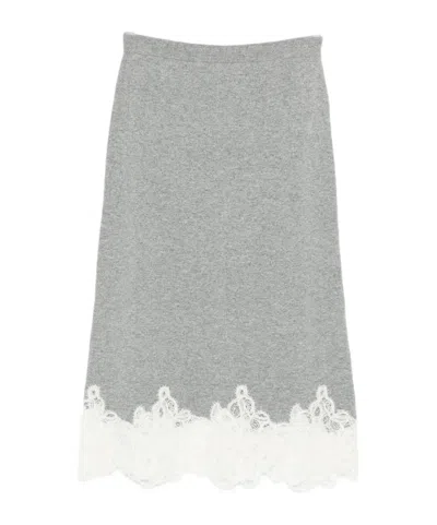 Fabiana Filippi Lace-trimmed Pencil Skirt In Gray