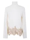 Fabiana Filippi Platinum Wool Blend Land Band Turtleneck Sweater In White