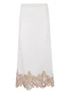 Fabiana Filippi Platinum Wool Blend Lace Band Pencil Skirt In White