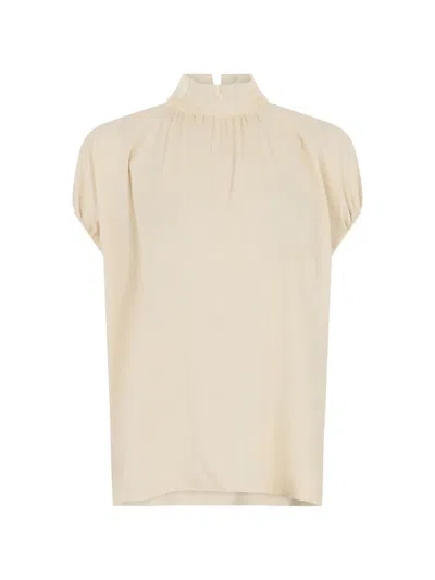 Fabiana Filippi Lace-collar Gathered Blouse In Neutral
