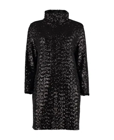 Fabiana Filippi Sequin Embellished High-neck Mini Dress In Black