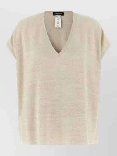 Fabiana Filippi Lurex Knit Sweater V Neckline Cap Sleeves In Brown