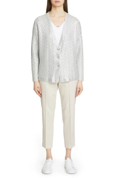 Fabiana Filippi Laminated Cashmere Cardigan In Gray