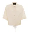 Fabiana Filippi Viscose Linen Short Sleeve Shirt With Bottom Drawsting In Nude