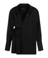 Fabiana Filippi Open-front Satin Blazer In Black