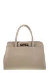 Fabiana Filippi Large Handbag With Metal Accessory In Beige