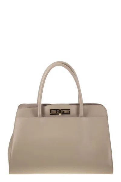 Fabiana Filippi Large Handbag With Metal Accessory In Beige