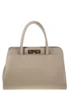 Fabiana Filippi Large Handbag With Metal Accessory In Beige