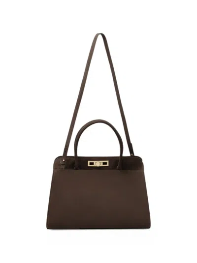 Fabiana Filippi Large Suede Twist-lock Tote Bag In Brown