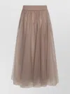 Fabiana Filippi Layered Sheer Overlay Elastic Waistband Skirts In Brown