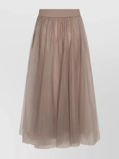 Fabiana Filippi Layered Sheer Overlay Elastic Waistband Skirts In Brown