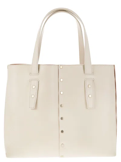 Fabiana Filippi Leather And Studded Tote Bag In Ivory
