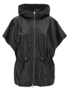 Fabiana Filippi Leather Cape With Hood And Elastic Waist