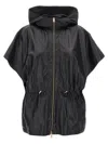 Fabiana Filippi Leather Cape With Hood And Elastic Waist In Black