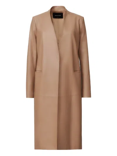 Fabiana Filippi Leather Coat In Brown