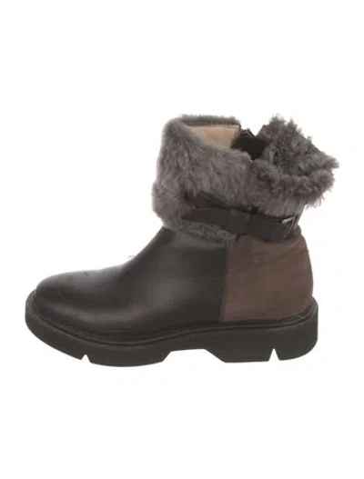 Pre-owned Fabiana Filippi Leather Colorblock Pattern Rain Boots In Brown