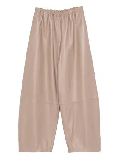 Fabiana Filippi Leather Cropped Trousers In Brown