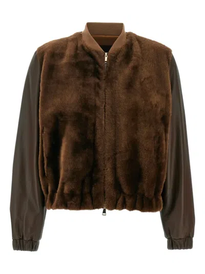 FABIANA FILIPPI LEATHER FUR BOMBER JACKET