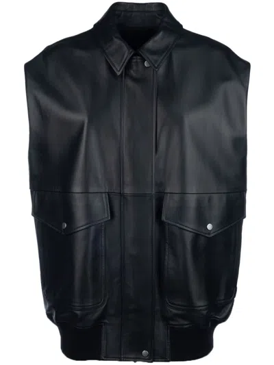 Fabiana Filippi Leather Gilet In 黑色