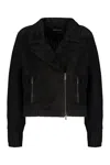 Fabiana Filippi Black Suede Jacket With Knitted Sleeves In Black