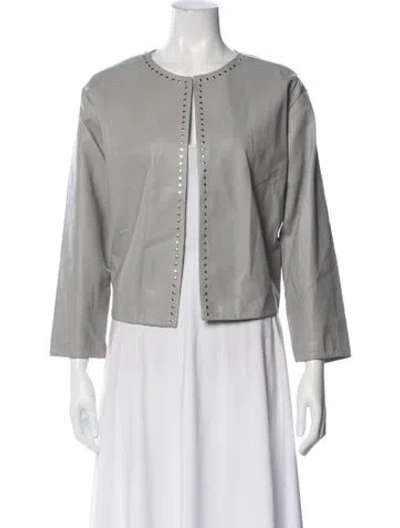 Pre-owned Fabiana Filippi Leather Jacket In Gray