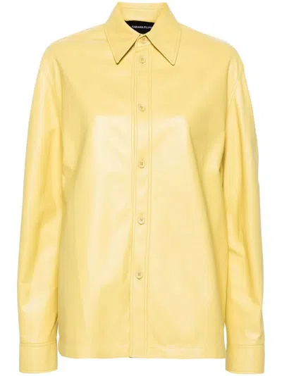 Fabiana Filippi Leather Shirt Jacket In Yellow