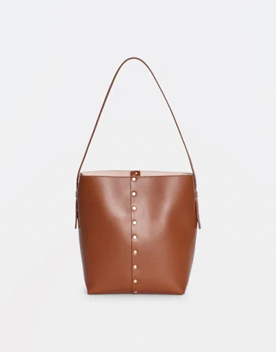 Fabiana Filippi Leather Mini Bucket Bag With Stud Detail In Sacher