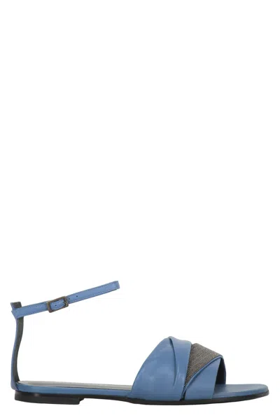 Fabiana Filippi Leather Sandals In Blue