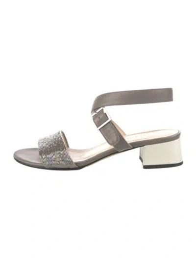 Pre-owned Fabiana Filippi Leather Sandals In Gray