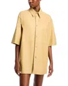 Fabiana Filippi Leather Shirt Dress In Gold