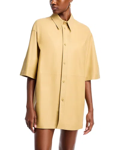 Fabiana Filippi Leather Shirt Dress In Gold
