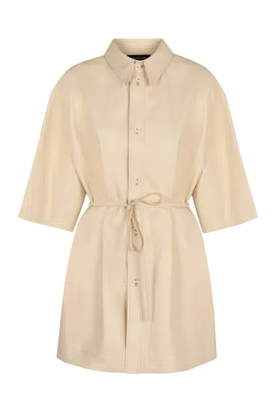 Fabiana Filippi Leather Shirt With Coordinated Waist Belt In White