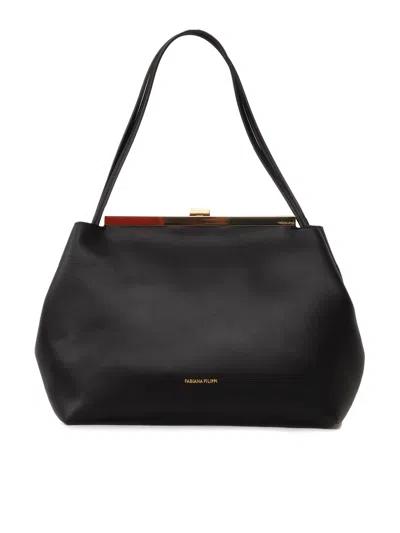 Fabiana Filippi Leather Shoulder Bag In Black